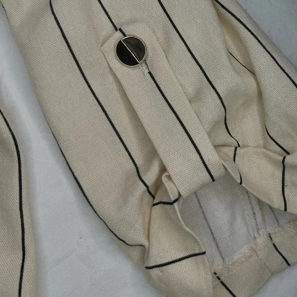MESSINI Linen Blazer Large Beige Half Sleeve - Shoulder Pads - Business Formal - Picture 4 of 8